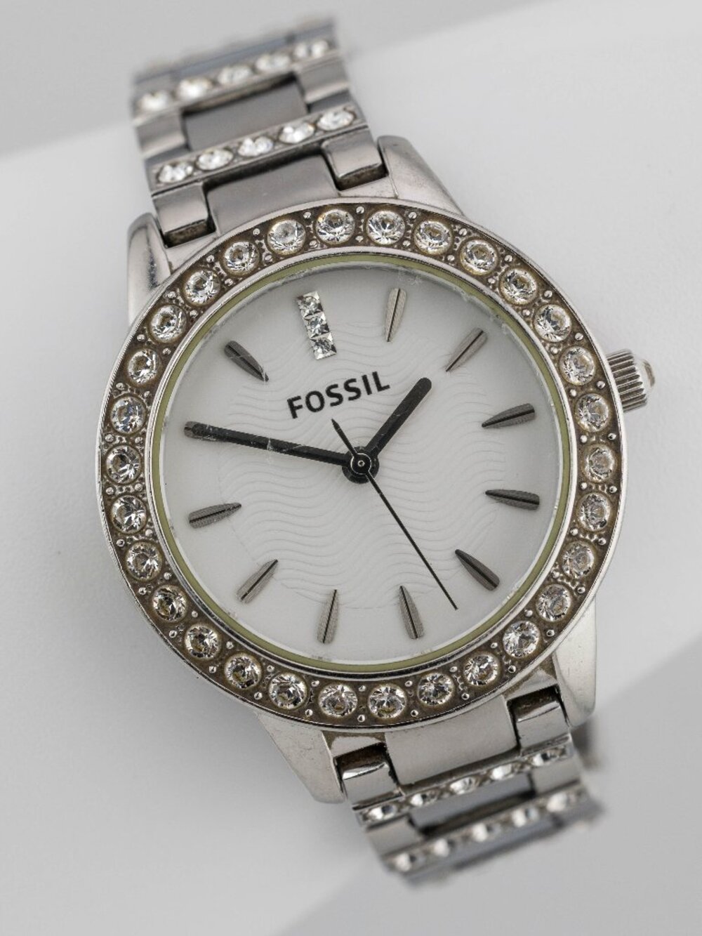 Fossil Jesse ES2362 Crystal Bezel White Dial Quartz Analog Women's New Battery